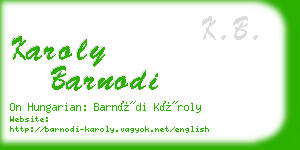 karoly barnodi business card